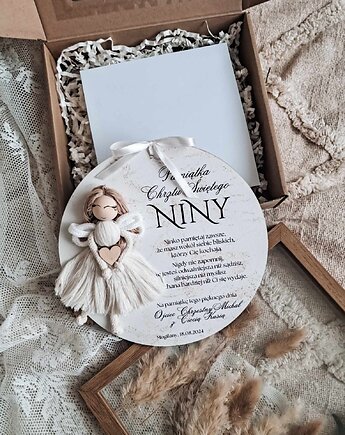 ANIOŁ Personalizowana kartka tabliczka pamiątka chrztu świętego, LOO LOO DREAM