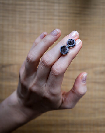 Kolczyki wkrętki ciemnobrązowe  - Polne Kwiaty, Z SZUFLAD UMYSŁU