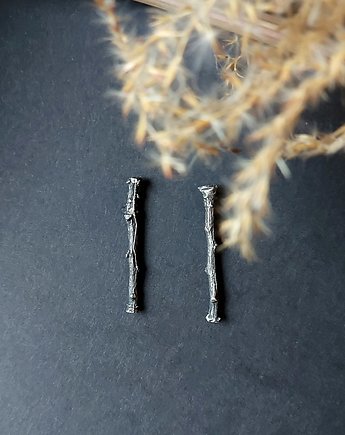 Gałązki krótkie/kolczyki srebrne oksydowane, Skrobot Design