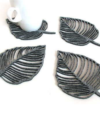 Filcowe liście pod kubki, szare, 4s, home variety