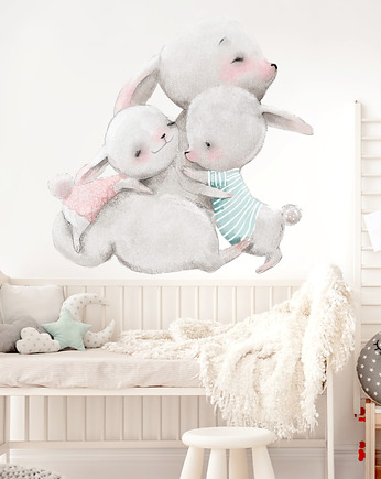 Rodzinka króliczków naklejka na ścianę, OKAZJE - Prezenty na 18 dla syna