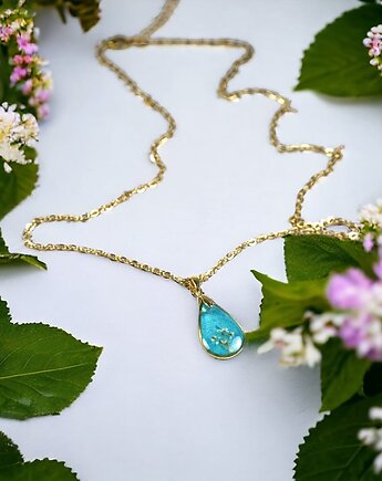 Naszyjnik lazurowa łezka z Kwiatami Dzikiej Marchwi, Lovely Jewellery