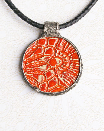 S A L E : UNIKATOWY naszyjnik koronkowy POMARAŃCZ, kaktusia