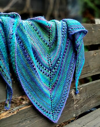 Blue Flowers / chusta z jedwabiem, agat handmade
