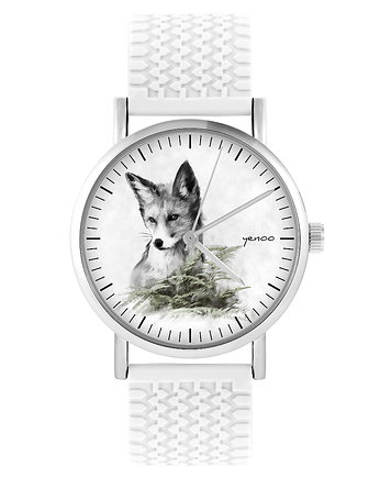 Zegarek - Lis - silikonowy, biały, yenoo