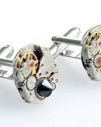 Spinki do mankietów - Squares I Dark knight - srebro, DROBINY CZASU