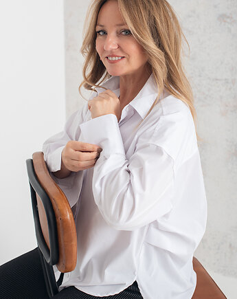 Biała koszula z drapowaniem LILIA, MeMola