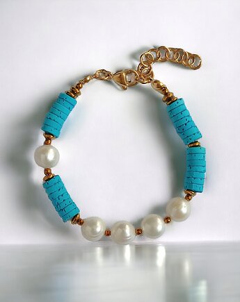 Bransoletka : kolekcja summer ocean : PERŁY & LAWA turkusowa, kaktusia