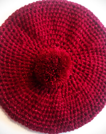 Unikatowy beret w kolorze cerwonego wina ., Ula Raclawska