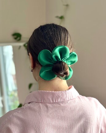 Flower Scrunchie Zielona, wu handmade