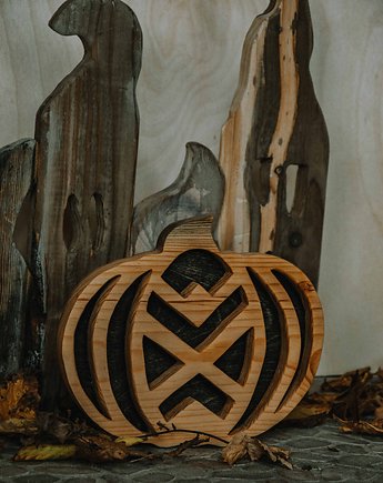 Drewniana dekoracja Halloween Dynia ażurowa z drewna Woodwasp, WoodWasp
