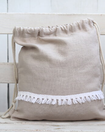 Boho Workoplecak na lato dla dzieci, lekki plecak z lnu, BalticBags