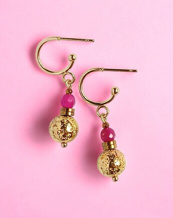 Kolczyki SUMMER gold : sztyfty kółka, kaktusia