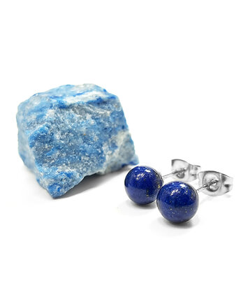 Lapis lazuli kuleczki kolczyki sztyfty, Magneska