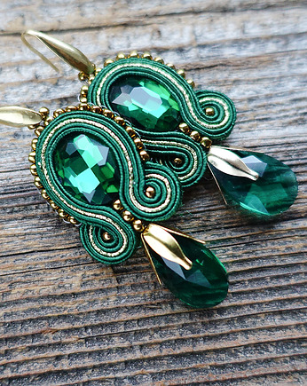 Zielone  kolczyki soutache, Mró Soutache