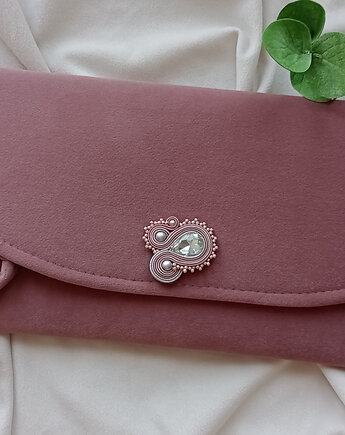 Mauve kopertówka, torebka do ręki z chwostem, indyjski róż, Soutacheria