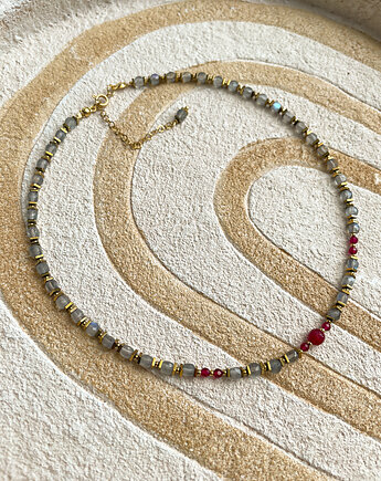 Efektowny naszyjnik choker z labradorytów, AT NOON