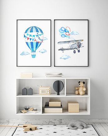 Balon i samolot, plakaty dla chłopca, Wallie Studio Dekoracji