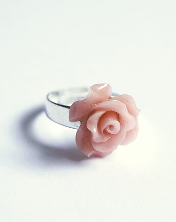 Pierścionek - Pudrowa różyczka - koral, yenoo