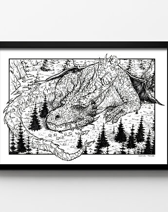 Plakat Dinozaur w lesie, Weronika Trzeciak plakaty