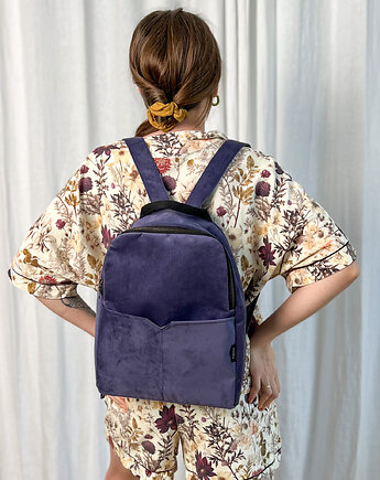 Plecak welurowy simply fiolet, sacky bag