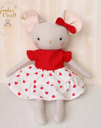 Myszka Klara, przytulanka ręcznie szyta, prezent GOTOWY, Lulaczkowo