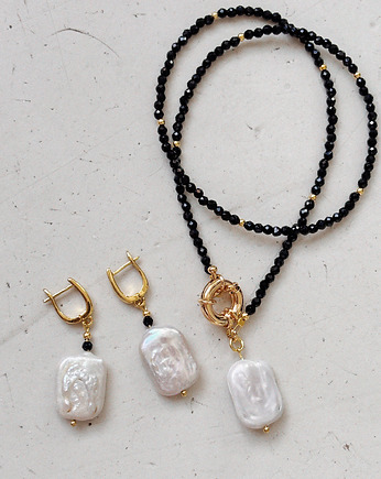 Komplet Naszyjnik  i kolczyki Onyks z perłą, Chmolowska Jewellery