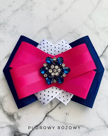 Granatowa Brosza i z kwiatem z granatowych kryształków NEW, Pudrowy Różowy