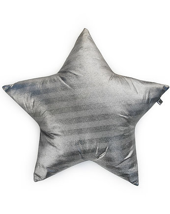 Duża 62 cm poduszka gwiazdka w srebrne pasy, colour contrast