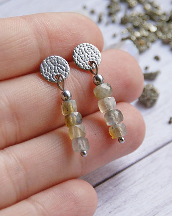 Kolczyki labradoryt - drobne, kaktusia