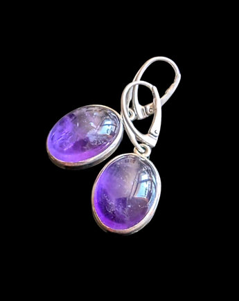 Kolczyki srebrne okazałe ametysty, Pracownia Neores