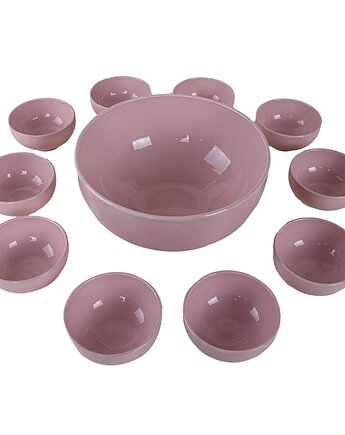 Komplet różowych misek ceramicznych, francuski design, lata 80, Francja, Przetwory design