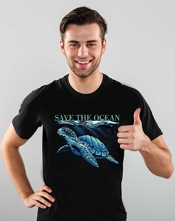 Koszulka organiczna z nadrukiem Save the ocean, ART ORGANIC