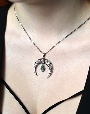 Lunula  z kamieniem księżycowym - zawieszka, VENUS GALERIA