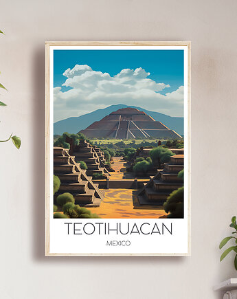 Meksyk - Teotihuacan - Plakat, pamiątka dla podróżnika, Black Sapphire Art