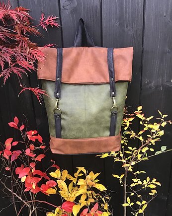 Plecak  włóczykija - cynamon, zieleń, czekolada, PRACOWNIA 166