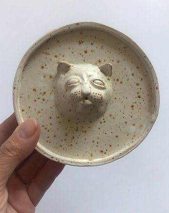 Talerz z kotem,, ceramiczne naczynie na kadzidełko, Matylda ceramika