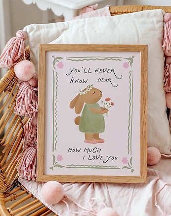 Plakat Króliczek z kwiatkiem I LOVE YOU - Plakaty Na Ścianę Dla Dzieci, Dekoracjan