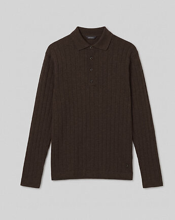 Sweter polo Pastrengo brązowy, BORGIO