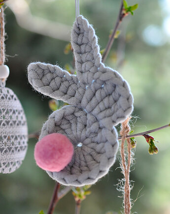 Szydełkowe zajączki ze sznurka 5szt, mamuta