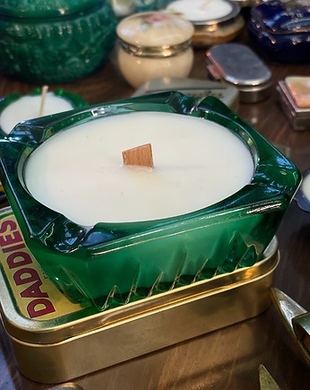 Świeca sojowa vintage zielona popielnica, jaramsię