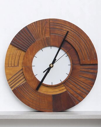 Zegar Drewniany ścienny - Duży 48cm - Cichy Mechanizm, Clock Wood Studio