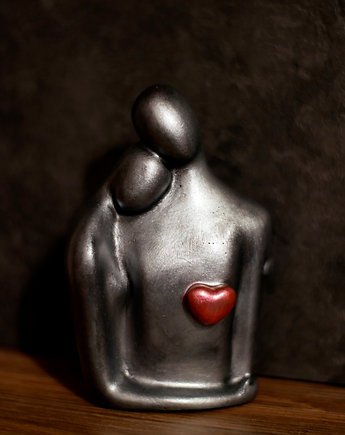Rzeźba z gipsu, Jesteś Moim Skarbem, srebrno-czerwona, wys. 12,5 cm, JBJart Justyna Jaszke