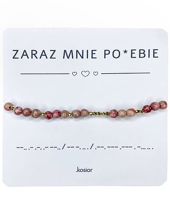 Bransoletka z alfabetem Morse Koralik szklany, Jaspis cesarski, karolina kosior