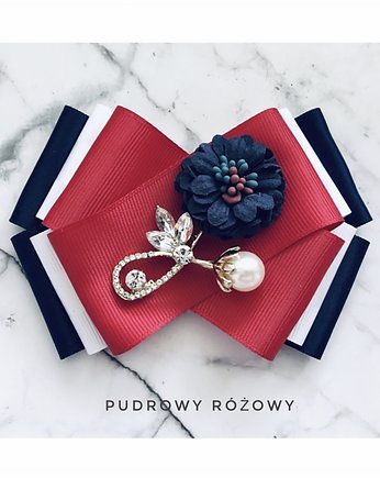 Brosza z granatowym kwiatem NEW, Pudrowy Różowy