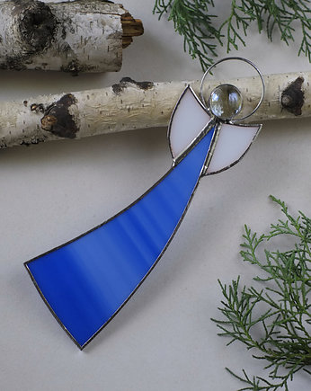 Anioł witrażowy ciemnoniebieski 17 cm, BeArt Handmade
