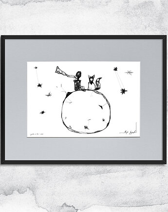 Oprawiona grafika - nr 143 - inspiracja Mały Książę, Maja Gajewska