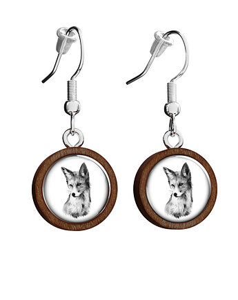 Kolczyki drewniane - Lis - wiszące, yenoo