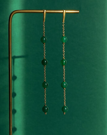 MEGA długie kolczyki z jadeitem butelkowa zieleń, AT NOON