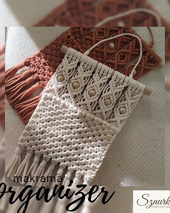 Organizer makramowy zawieszka na drobiazgi do ładowania telefonu, sznurki handmade